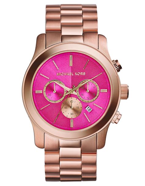 michael kors watch pink face silver|Michael Kors Watch rose gold.